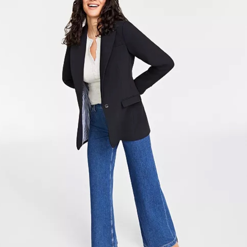 On 34th Black One Button Boyfriend Blazer Sz 14 NWT